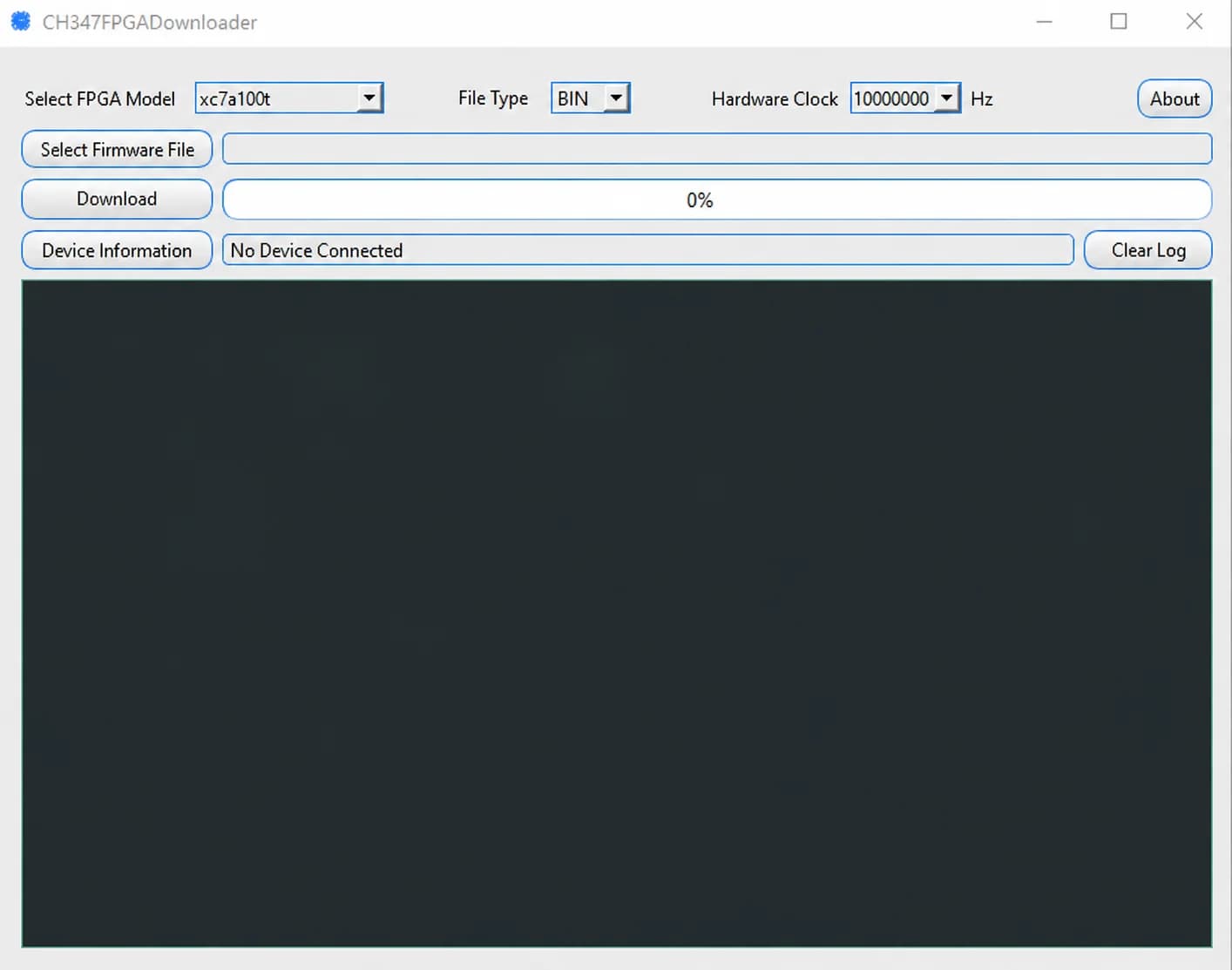 CH347FPGADownloader settings for a 75T or 100T DMA card